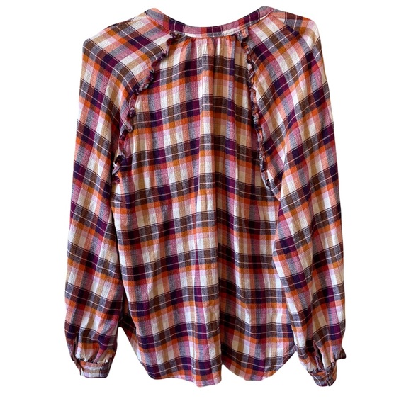 Pilcro Anthropologie Peasant Plaid Breezy Button Up Shirt - Picture 5 of 11